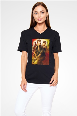 Unisex Kanlı Elmas (Blood Diamond) Baskılı Siyah V Yaka Tişört