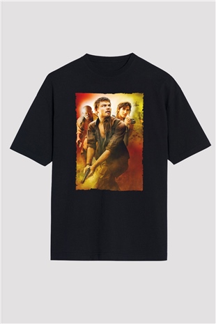 Unisex Kanlı Elmas (Blood Diamond) Baskılı Siyah Oversize Tişört