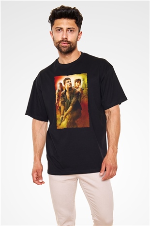 Unisex Kanlı Elmas (Blood Diamond) Baskılı Siyah Oversize Tişört