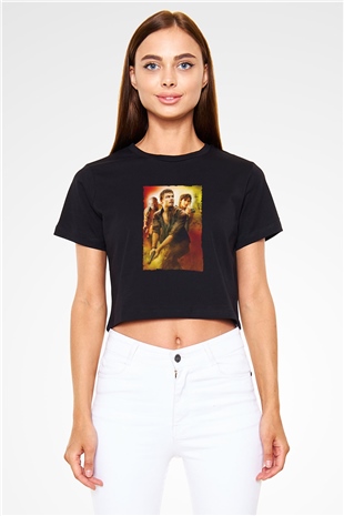 Unisex Kanlı Elmas (Blood Diamond) Baskılı Siyah Crop Top Tişört