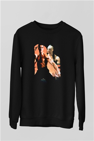 Unisex Kansporu (Bloodsport) Baskılı Siyah Sweatshirt