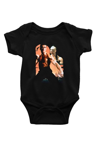 Unisex Kansporu (Bloodsport) Baskılı Siyah Bebek Body - Zıbın