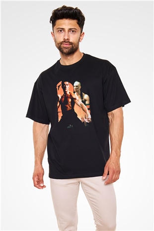 Unisex Kansporu (Bloodsport) Baskılı Siyah Oversize Tshirt