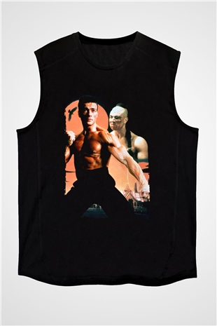 Unisex Kansporu (Bloodsport) Baskılı Siyah Kolsuz Tshirt