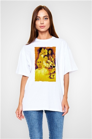 Unisex Kaplan ve Ejderha - Crouching Tiger, Hidden Dragon Baskılı Beyaz Oversize Tişört