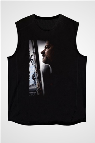 Unisex Kaptan Phillips (Captain Phillips) Baskılı Siyah Kolsuz T-shirt