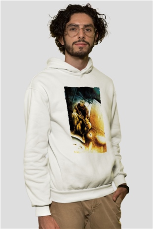 Unisex Kara Şahin Düştü - Black Hawk Down Baskılı Beyaz Kapüşonlu Sweatshirt
