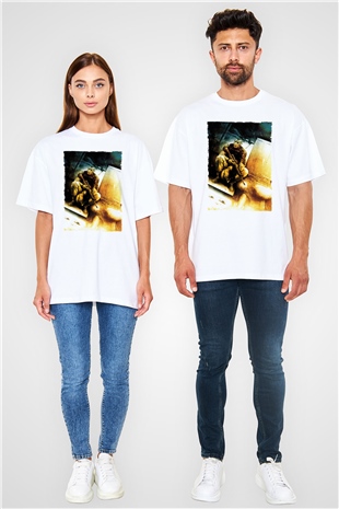 Unisex Kara Şahin Düştü - Black Hawk Down Baskılı Beyaz Oversize Tişört