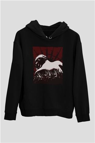 Unisex Kara Şövalye (The Dark Knight) Baskılı Siyah Kapüşonlu Sweatshirt