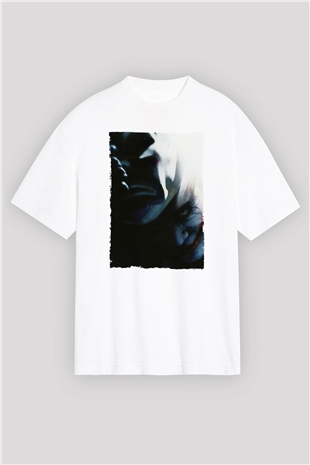 Unisex Kara Şövalye (The Dark Knight) Baskılı Beyaz Oversize T-shirt