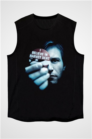 Unisex Kara Şövalye (The Dark Knight) Baskılı Siyah Kolsuz T-shirt