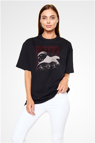 Unisex Kara Şövalye (The Dark Knight) Baskılı Siyah Oversize Tshirt