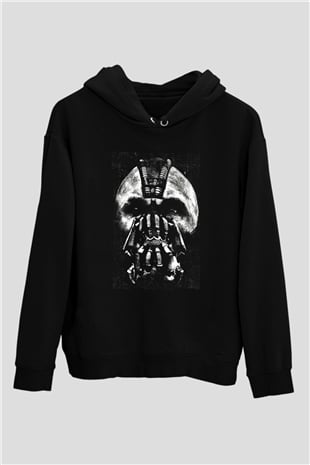 Unisex Kara Şövalye (The Dark Knight) Baskılı Siyah Kapüşonlu Sweatshirt
