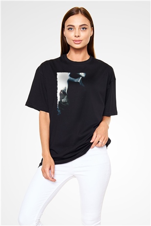 Unisex Kara Şövalye (The Dark Knight) Baskılı Siyah Unisex Oversize Tişört