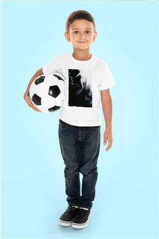 Unisex Kara Şövalye (The Dark Knight) Baskılı Beyaz Çocuk Tshirt