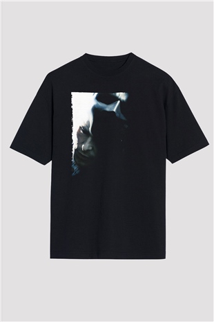 Unisex Kara Şövalye (The Dark Knight) Baskılı Siyah Unisex Oversize Tişört