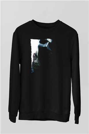 Unisex Kara Şövalye (The Dark Knight) Baskılı Siyah Unisex Sweatshirt