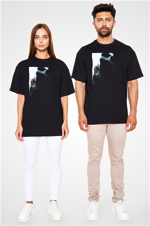 Unisex Kara Şövalye (The Dark Knight) Baskılı Siyah Unisex Oversize Tişört