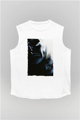 Unisex Kara Şövalye (The Dark Knight) Baskılı Beyaz Kolsuz T-shirt