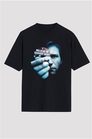 Unisex Kara Şövalye (The Dark Knight) Baskılı Siyah Oversize T-shirt