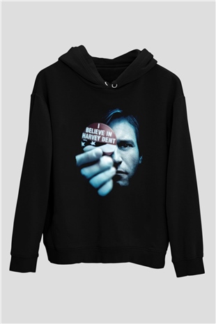 Unisex Kara Şövalye (The Dark Knight) Baskılı Siyah Kapüşonlu Sweatshirt