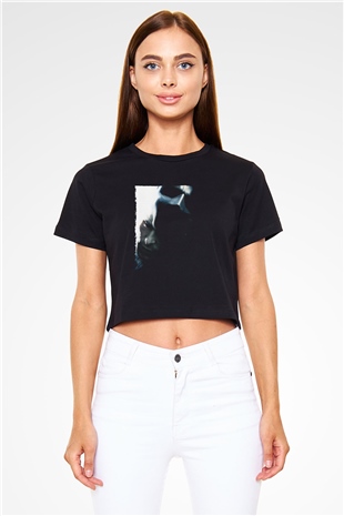 Unisex Kara Şövalye (The Dark Knight) Baskılı Siyah Unisex Crop Top Tişört