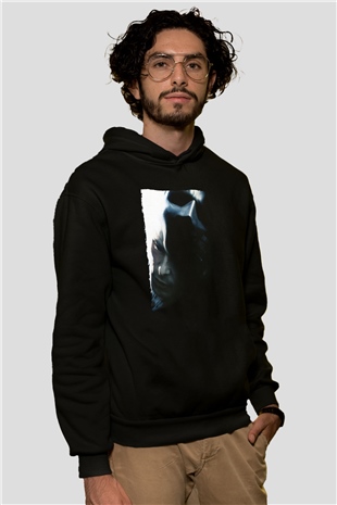 Unisex Kara Şövalye (The Dark Knight) Baskılı Siyah Unisex Kapüşonlu Sweatshirt