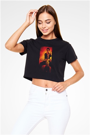 Unisex Karateci Çocuk (The Karate Kid) Baskılı Siyah Crop Top Tshirt