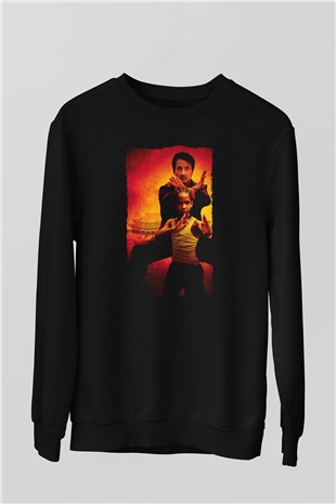 Unisex Karateci Çocuk (The Karate Kid) Baskılı Siyah Sweatshirt