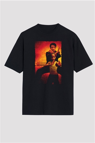 Unisex Karateci Çocuk (The Karate Kid) Baskılı Siyah Oversize Tshirt