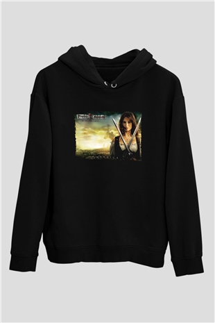Unisex Karayip Korsanları Gizemli Denizlerde (Pirates of the Caribbean On Stranger Tides) Baskılı Siyah Kapüşonlu Sweatshirt