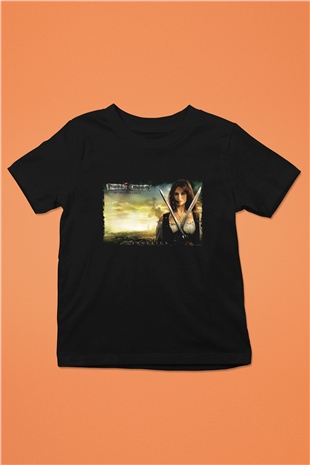 Unisex Karayip Korsanları Gizemli Denizlerde (Pirates of the Caribbean On Stranger Tides) Baskılı Siyah Çocuk T-Shirt