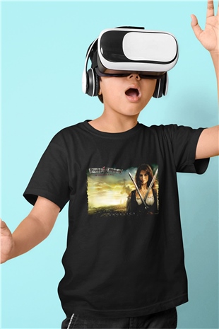 Unisex Karayip Korsanları Gizemli Denizlerde (Pirates of the Caribbean On Stranger Tides) Baskılı Siyah Çocuk T-Shirt