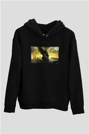 Unisex Karayip Korsanları Gizemli Denizlerde (Pirates of the Caribbean On Stranger Tides) Baskılı Siyah Unisex Kapüşonlu Sweatshirt