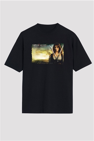 Unisex Karayip Korsanları Gizemli Denizlerde (Pirates of the Caribbean On Stranger Tides) Baskılı Siyah Oversize T-shirt