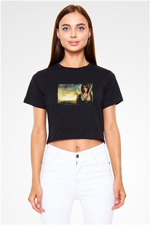 Unisex Karayip Korsanları Gizemli Denizlerde (Pirates of the Caribbean On Stranger Tides) Baskılı Siyah Crop Top T-shirt