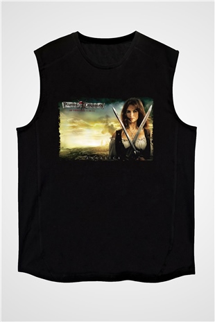 Unisex Karayip Korsanları Gizemli Denizlerde (Pirates of the Caribbean On Stranger Tides) Baskılı Siyah Kolsuz T-shirt