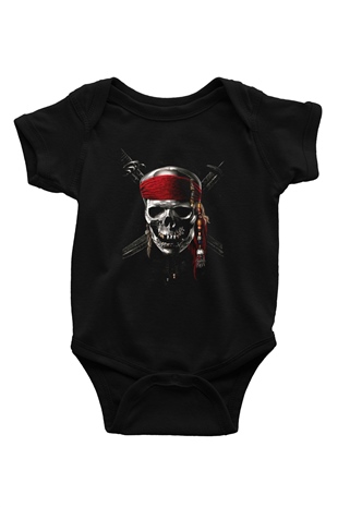 Unisex Karayip Korsanları (Pirates of the Caribbean) Baskılı Siyah Çocuk Unisex T-Shirt