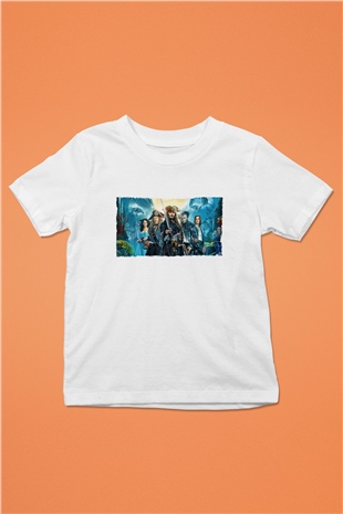 Unisex Karayip Korsanları (Pirates of the Caribbean) Baskılı Beyaz Çocuk Tshirt