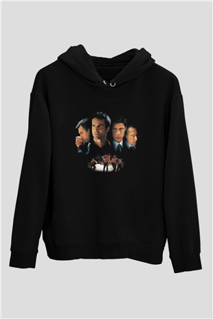 Unisex Kardeş Gibiydiler (Sleepers) Baskılı Siyah Kapüşonlu Sweatshirt