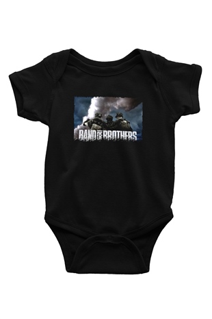 Unisex Kardeşler Takımı (Band of Brothers) Baskılı Siyah Bebek Body - Zıbın