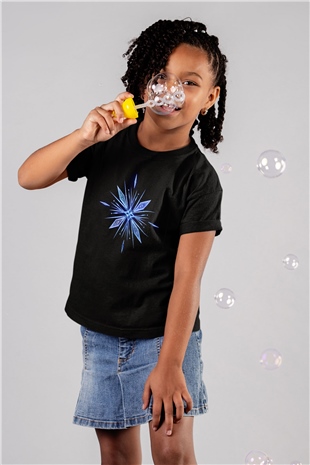 Unisex Karlar Ülkesi 2 (Frozen 2) Baskılı Siyah Çocuk Tshirt