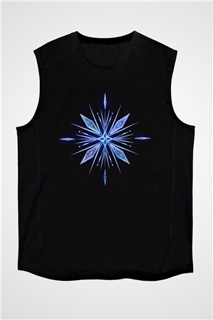 Unisex Karlar Ülkesi 2 (Frozen 2) Baskılı Siyah Kolsuz Tshirt