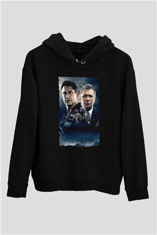 Unisex Katil Avcısı (Hunter Killer) Baskılı Siyah Kapüşonlu Sweatshirt