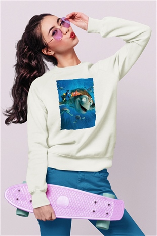 Unisex Kayıp Balık Nemo (Finding Nemo) Baskılı Beyaz T shirt
