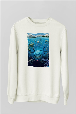Unisex Kayıp Balık Nemo (Finding Nemo) Baskılı Beyaz Sweatshirt