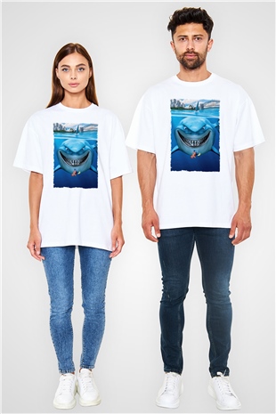 Unisex Kayıp Balık Nemo (Finding Nemo) Baskılı Beyaz Oversize T-shirt