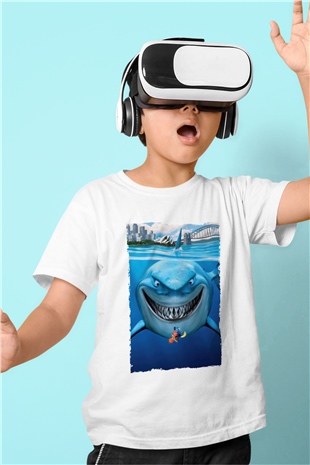 Unisex Kayıp Balık Nemo (Finding Nemo) Baskılı Beyaz Çocuk Tshirt