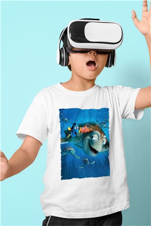 Unisex Kayıp Balık Nemo (Finding Nemo) Baskılı Beyaz T shirt