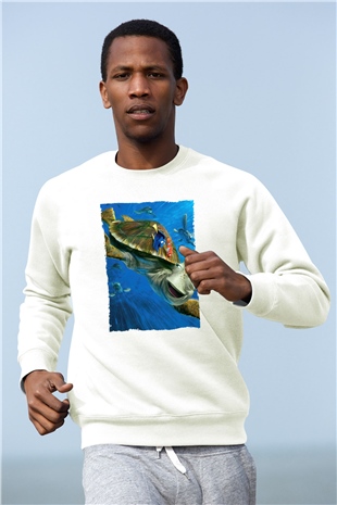 Unisex Kayıp Balık Nemo (Finding Nemo) Baskılı Beyaz Sweatshirt